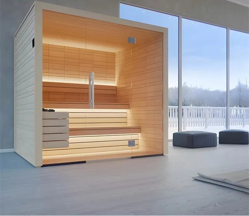 Traditional Indoor Steam Sauna Room | 2 Person | Solid Wood | Home & Villa
