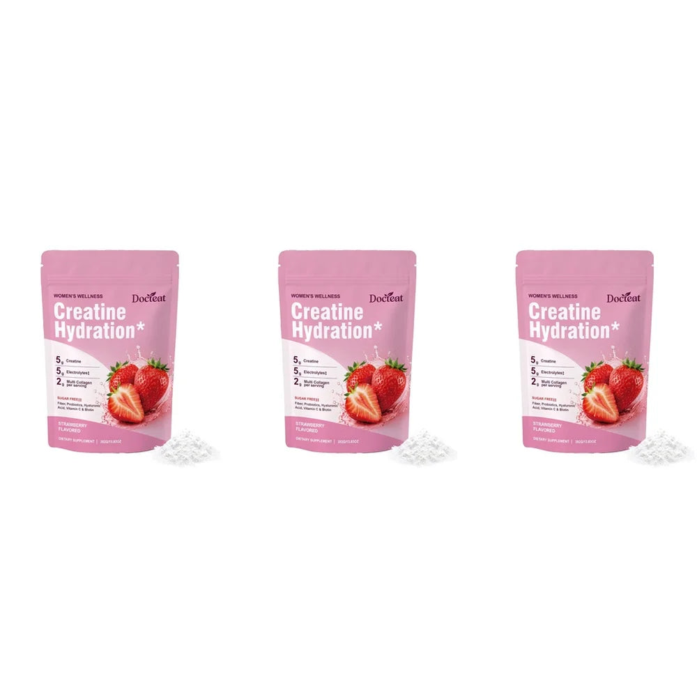 Docteat Creatine Monohydrate Hydration Powder | Probiotics, Hyaluronic Acid & Dietary Fiber | 30 Servings