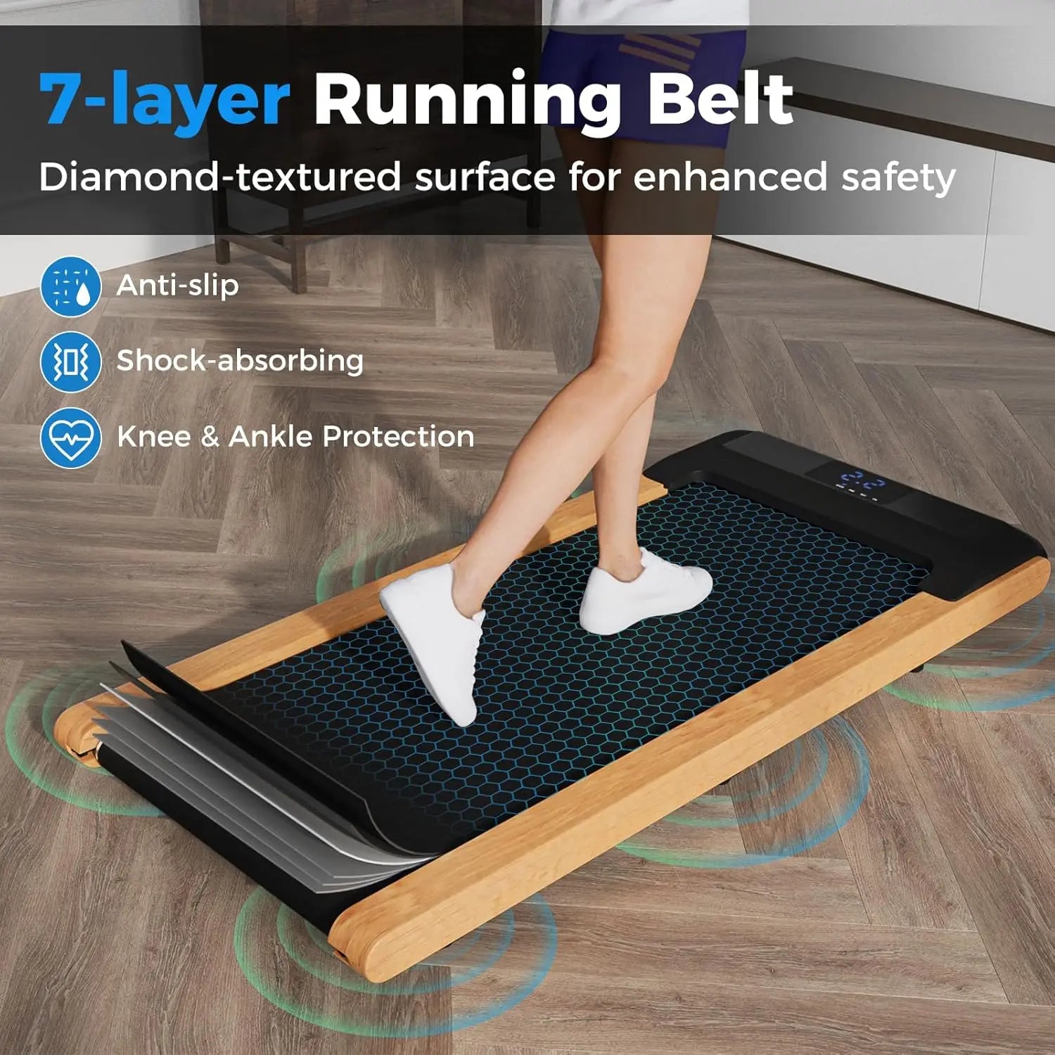 Folding Walking Pad Treadmill with Handles – 2-in-1 Under Desk Treadmill with Vibration Massage for Home & Office