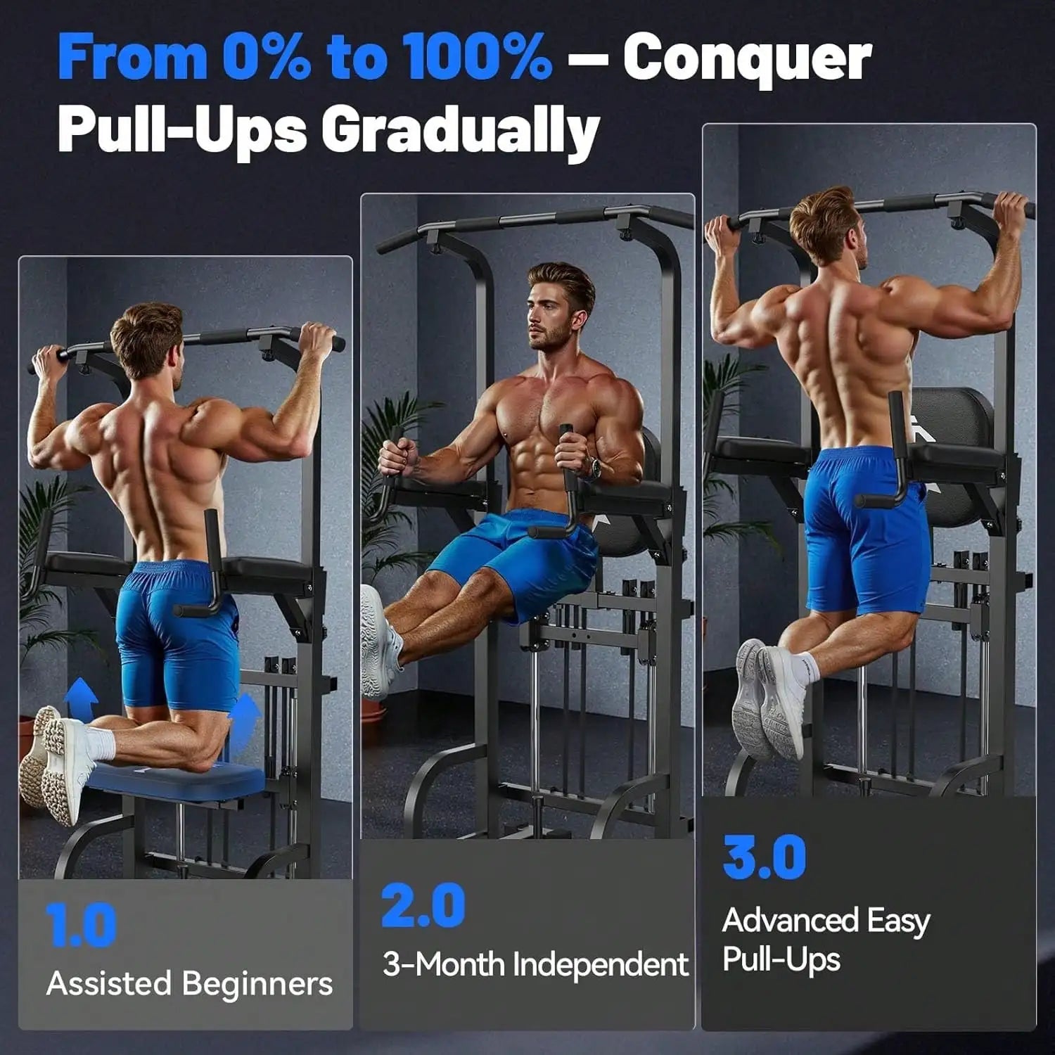 Power Tower Pull Up & Dip Station | 450 LBS Capacity | Home Gym Strength Training