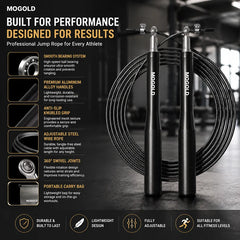 Professional Jump Rope with Ball Bearings | Aluminum Alloy Handles & Adjustable Steel Cable