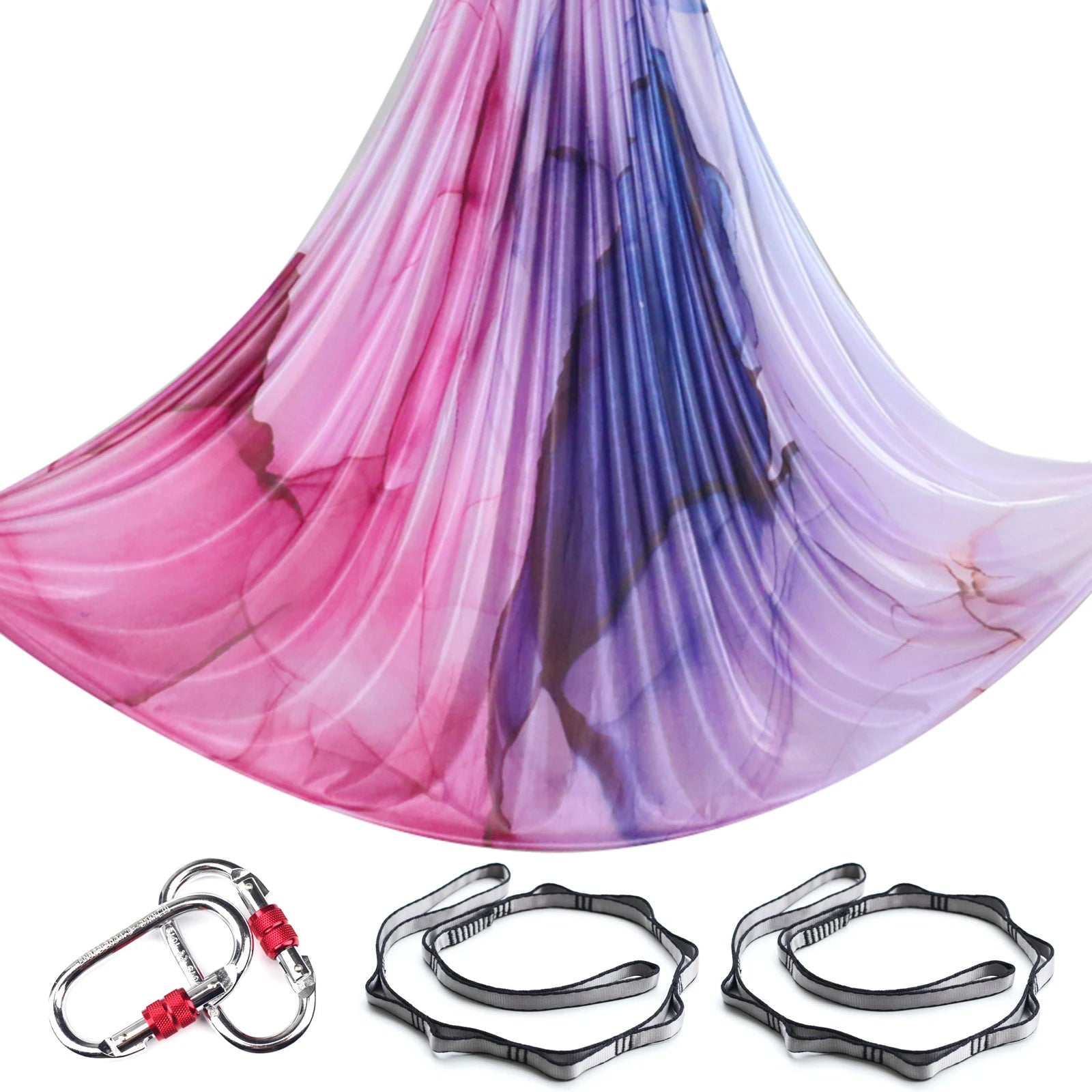 Aerial Yoga Hammock Silk Set – 4m x 2.8m, 1000kg Capacity, 40D Nylon with Carabiners & Daisy Chain, 28 Colors