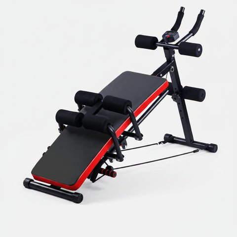 Foldable Multi-Function Sit-Up Bench with Resistance Bands