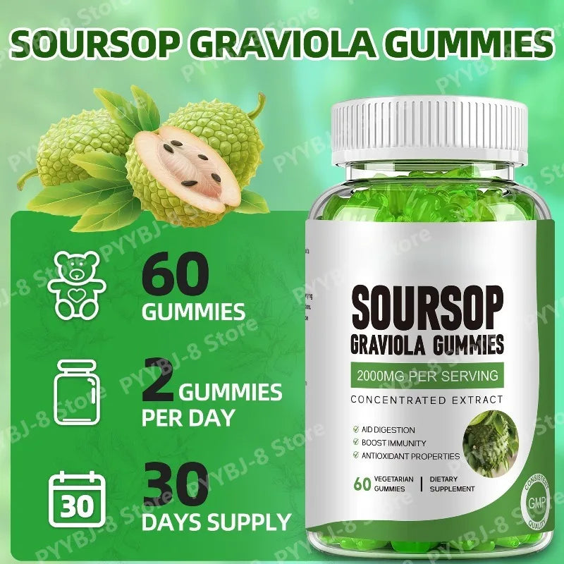 Soursop Gummies with Graviola Leaf & Fruit Extract – Immune System & Digestive Health Support