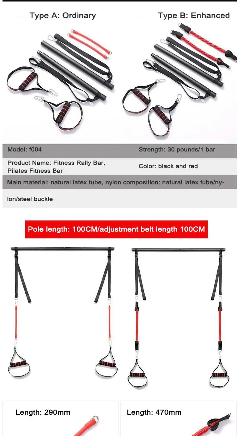 Resistance Band Pilates Bar Set – Full Body Strength & Yoga Fitness Trainer