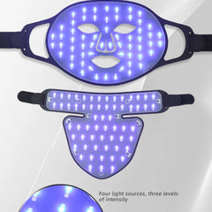 Led Red Light Therapy Facial Mask with Neck 4 Colors Silicone Infrared Red Light Therapy Face Mask for Skin Care Face Anti-aging