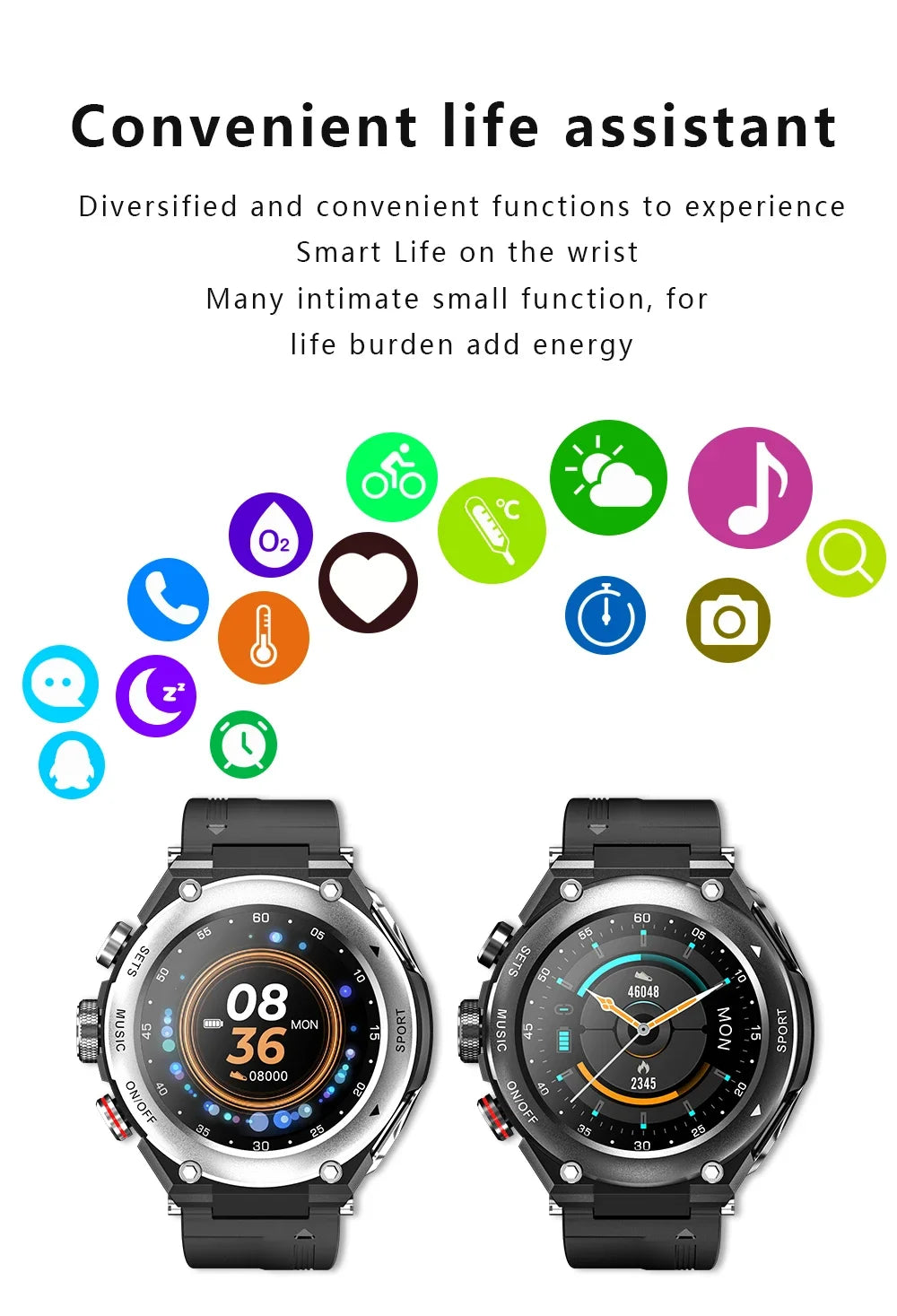 New T92 Smart Watch 2-in-1 TWS Bluetooth Headset Dial Call Local Music Heart Rate Blood Pressure