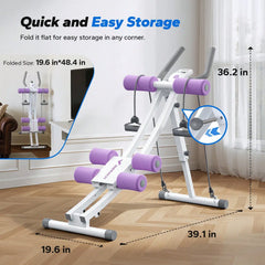 Foldable AB Trainer Machine – Adjustable Ergonomic Arc Track Ab Workout Equipment for Home Gym Full Body Exercise