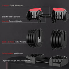 KERDOM 1-Sec Fast Adjustable Dumbbell 1pc