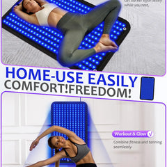 360-LED Dual Wavelength Tanning Lamp Mat | 460+490nm Blue Light Solarium Pad (100×60cm)