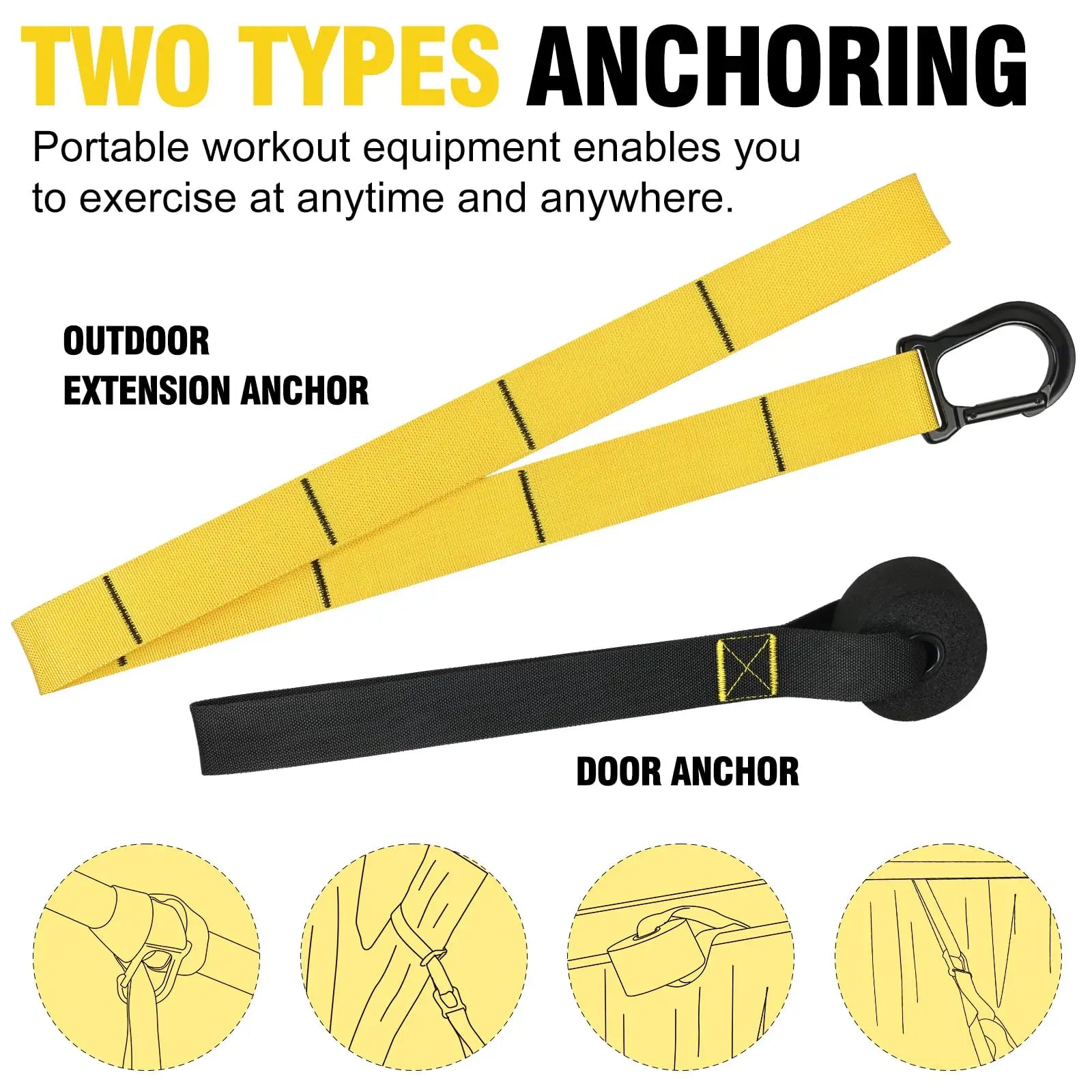 Resistance Bands Set with Handles – Door Anchor, Adjustable Straps & Carabiners for Home Gym Workout, Men & Women