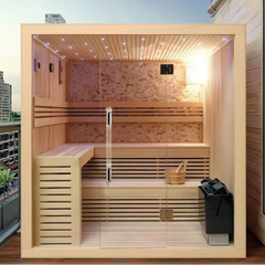 Traditional Indoor Steam Sauna Room | 2 Person | Solid Wood | Home & Villa
