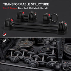 KERDOM 1-Sec Fast Adjustable Dumbbell 1pc
