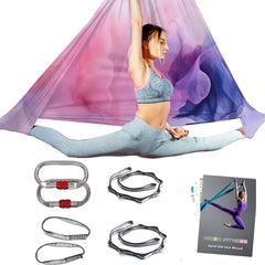Aerial Yoga Hammock Silk Set – 4m x 2.8m, 1000kg Capacity, 40D Nylon with Carabiners & Daisy Chain, 28 Colors