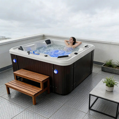 Outdoor Hot Tub Jacuzzi 7-Person – 121 Jets, Balboa Control, LED & Ozone System Included