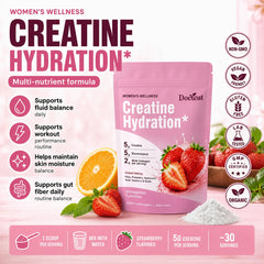Docteat Creatine Monohydrate Hydration Powder | Probiotics, Hyaluronic Acid & Dietary Fiber | 30 Servings