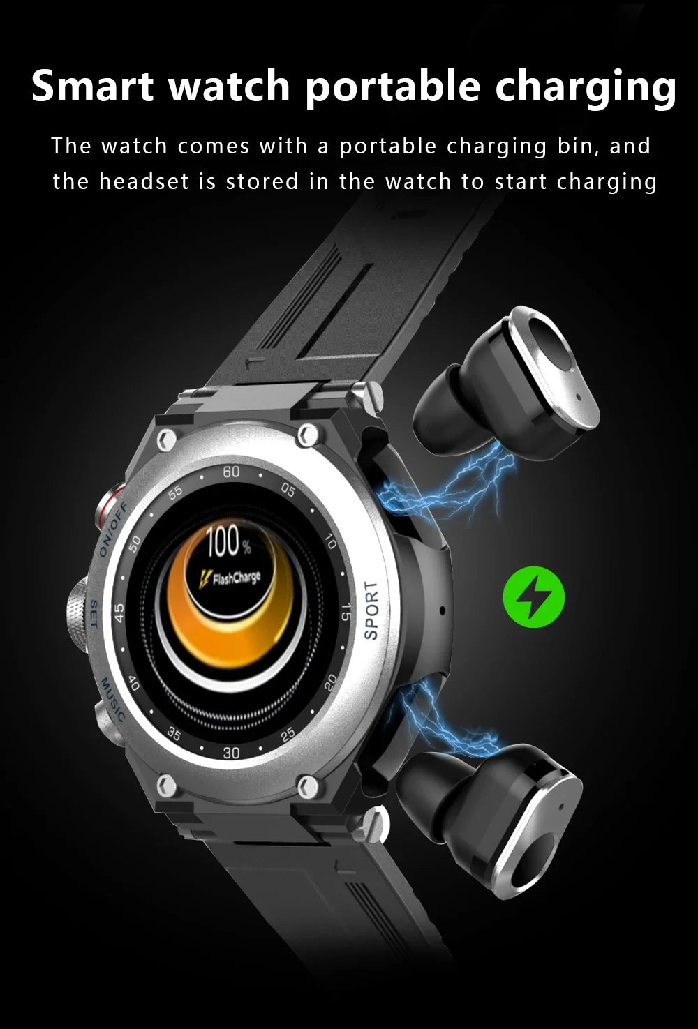 New T92 Smart Watch 2-in-1 TWS Bluetooth Headset Dial Call Local Music Heart Rate Blood Pressure