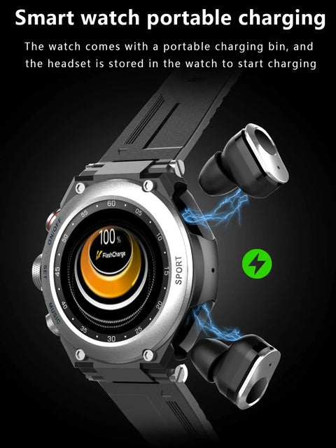 New T92 Smart Watch 2-in-1 TWS Bluetooth Headset Dial Call Local Music Heart Rate Blood Pressure