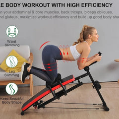 Foldable Multi-Function Sit-Up Bench with Resistance Bands