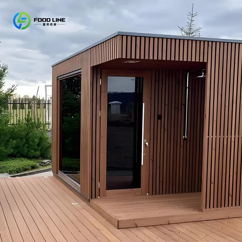 Outdoor Red Cedar Sauna Cabin with Snow Roof | 3–4 Person | Backyard & Villa