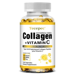 Hydrolyzed Collagen Supplement with Vitamin C & Biotin – Skin Elasticity, Hair, Nails & Bone Support