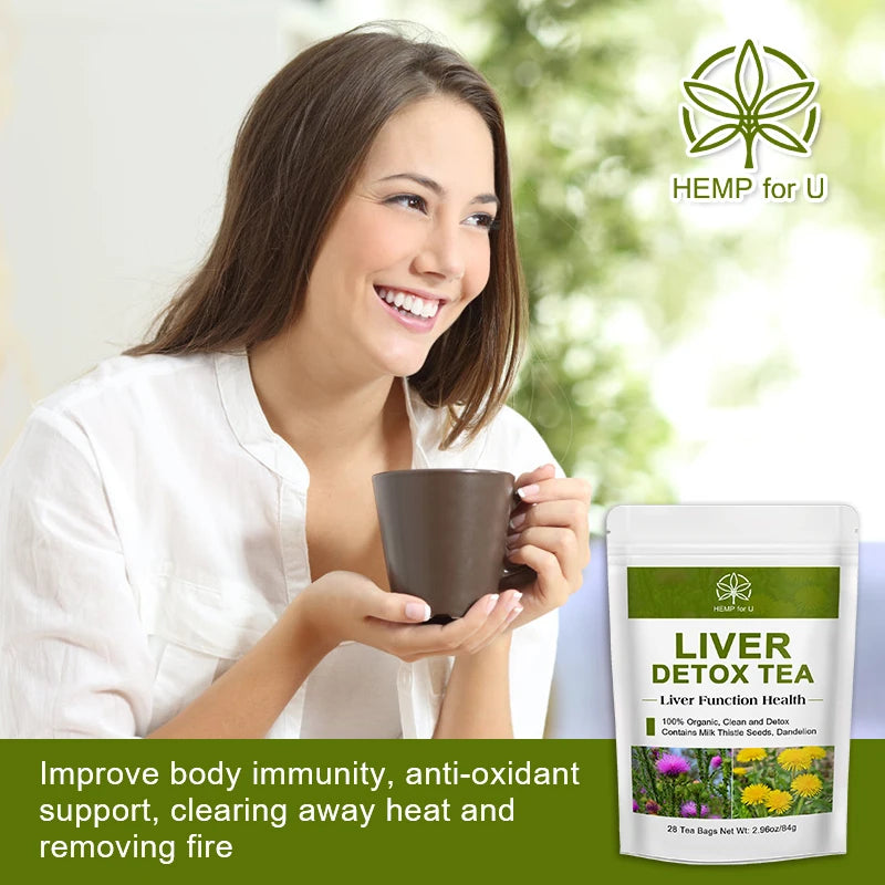 Liver Detox Tea – Milk Thistle & Dandelion Root Herbal Tea for Liver Cleanse, Repair & Digestive Support, 42-Day Supply