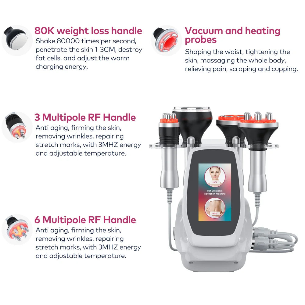 4-in-1 80K Cavitation Ultrasonic Body Slimming Machine | Skin Tightening & Face Lifting