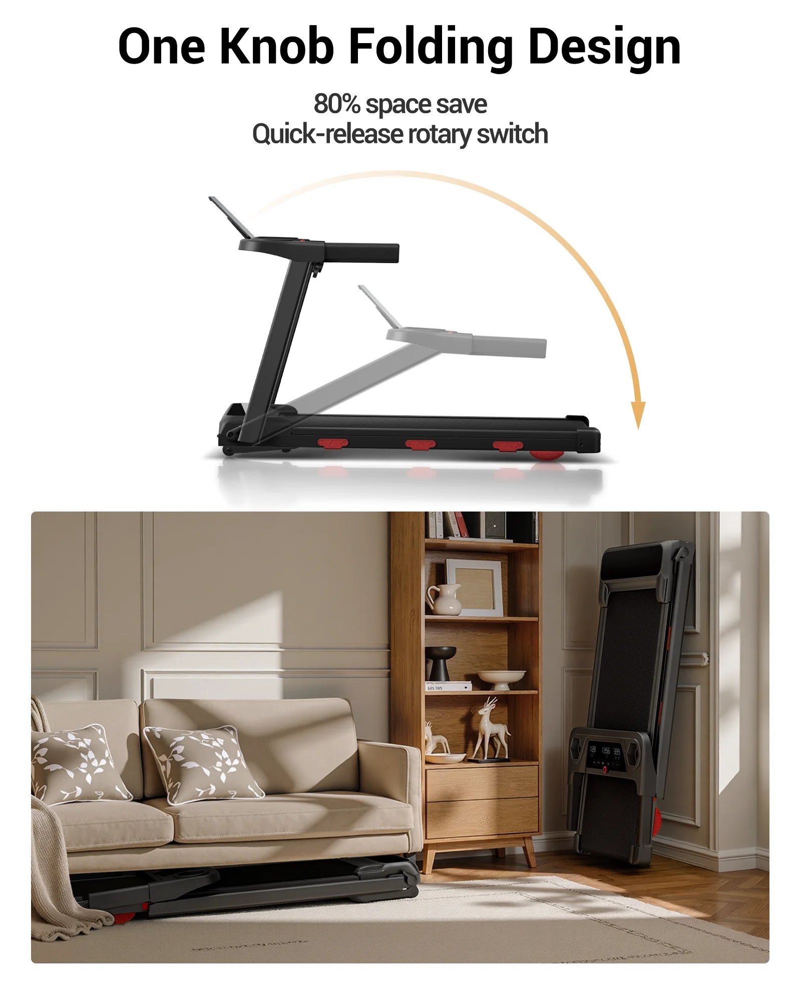 ROBORE SF60 Auto Incline Folding Treadmill | 15% Incline, 3HP, 300LBS Capacity for Home Use