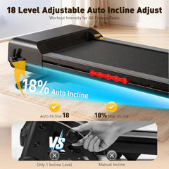 4.5 HP Adjustable Treadmill with Auto Incline, 12 HIIT Programs, 18 LED Touchscreen, Smart App Connectivity, Heart Rate Monitori