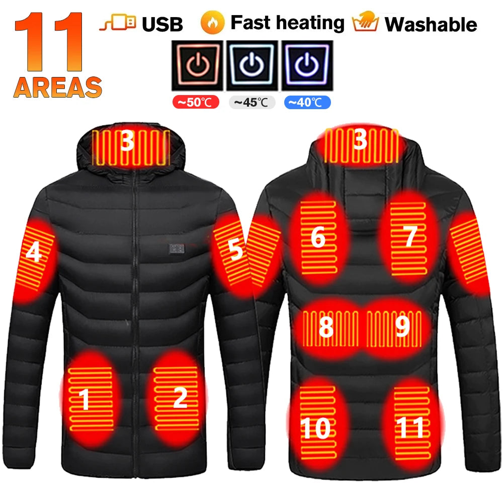 USB Heated Jacket for Men & Women | Up to 21-Zone Waterproof Winter Heating Coat for Skiing & Camping