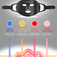 Led Red Light Therapy Facial Mask with Neck 4 Colors Silicone Infrared Red Light Therapy Face Mask for Skin Care Face Anti-aging