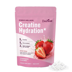 Docteat Creatine Monohydrate Hydration Powder | Probiotics, Hyaluronic Acid & Dietary Fiber | 30 Servings