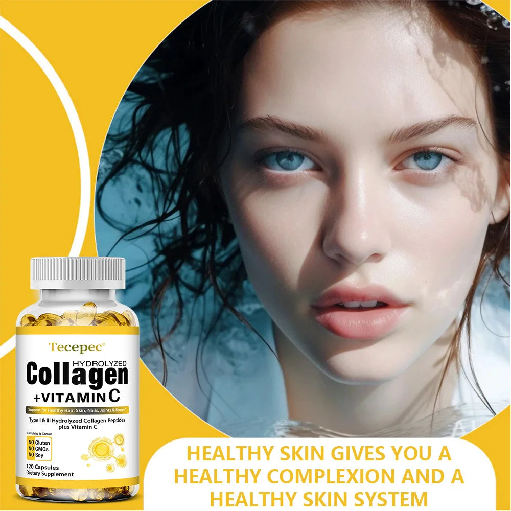Hydrolyzed Collagen Supplement with Vitamin C & Biotin – Skin Elasticity, Hair, Nails & Bone Support
