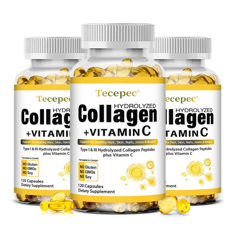 Hydrolyzed Collagen Supplement with Vitamin C & Biotin – Skin Elasticity, Hair, Nails & Bone Support