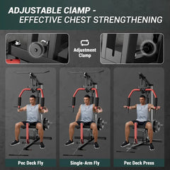 Multi-Function Home Gym Machine – Lat Pulldown, Chest Press, Seated Row, Leg Extension & Butterfly, 300 lb Capacity