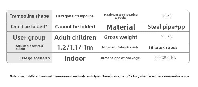 45-Inch Hexagonal Trampoline with Handrail – 330 lb Capacity Indoor Fitness Rebounder for Adults & Kids