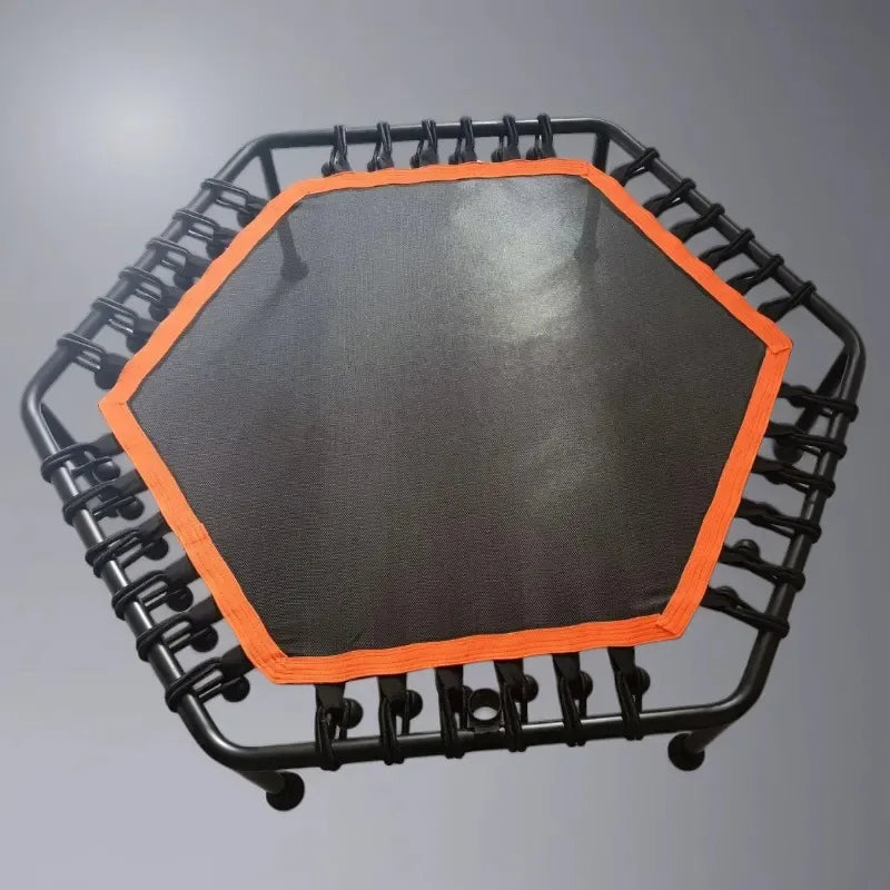 45-Inch Hexagonal Trampoline with Handrail – 330 lb Capacity Indoor Fitness Rebounder for Adults & Kids