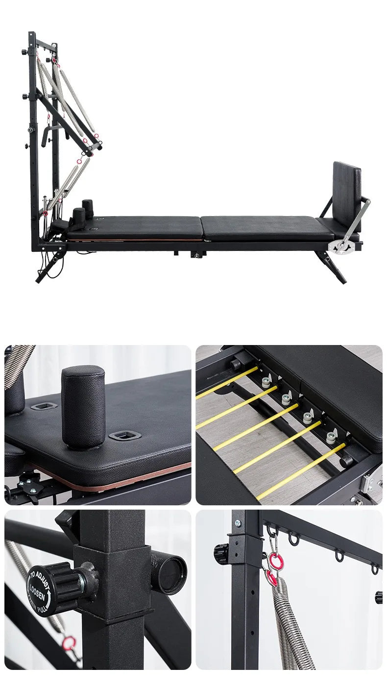 Foldable Pilates Reformer Bed – Aluminum Alloy & Stainless Steel, 440 lb Capacity, CE/SGS Certified, Home & Studio