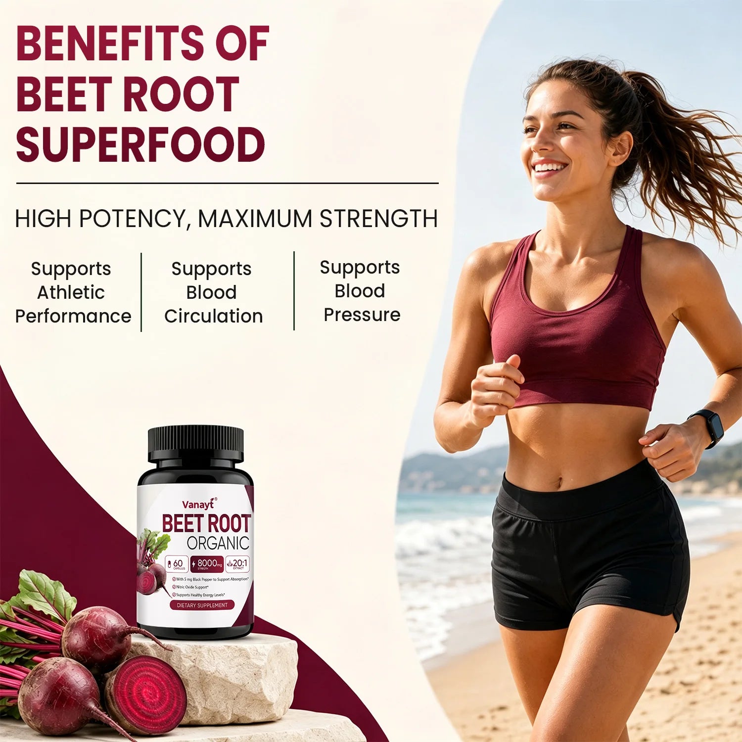 Organic Beetroot Capsules with Black Pepper – Nitric Oxide, Blood Circulation & Blood Pressure Support