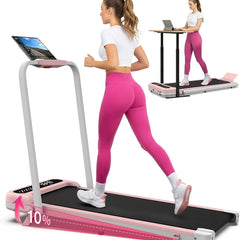Foldable Walking Treadmill with Incline, 350 LBS Capacity, Under Desk Treadmill with Handle Bar, Portable Home Treadmill with Wide Belt, LED Display, App & Remote Control