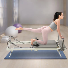 Foldable Pilates Reformer Machine – 264 lb Capacity, 2 Spring Tensions, 4 Foot Bar Positions, Home & Studio Use