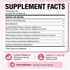 Docteat Creatine Monohydrate Hydration Powder | Probiotics, Hyaluronic Acid & Dietary Fiber | 30 Servings