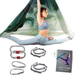 Aerial Yoga Hammock Silk Set – 4m x 2.8m, 1000kg Capacity, 40D Nylon with Carabiners & Daisy Chain, 28 Colors