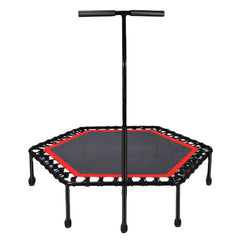 45-Inch Hexagonal Trampoline with Handrail – 330 lb Capacity Indoor Fitness Rebounder for Adults & Kids