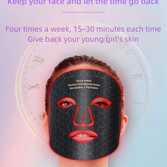Led Red Light Therapy Facial Mask with Neck 4 Colors Silicone Infrared Red Light Therapy Face Mask for Skin Care Face Anti-aging
