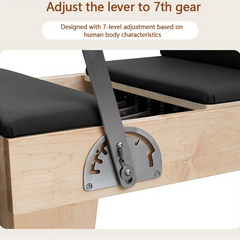 Foldable Pilates Reformer – Oak Wood & PU Leather, 228cm, SGS/CE/ISO Certified, Home & Studio Core Bed