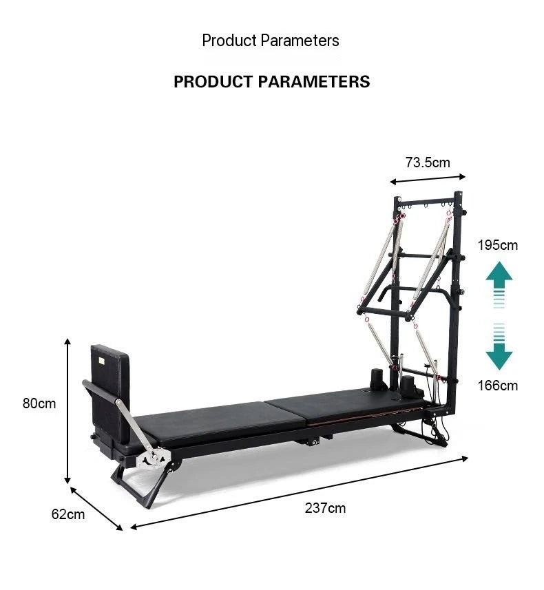 Foldable Pilates Reformer Bed – Aluminum Alloy & Stainless Steel, 440 lb Capacity, CE/SGS Certified, Home & Studio