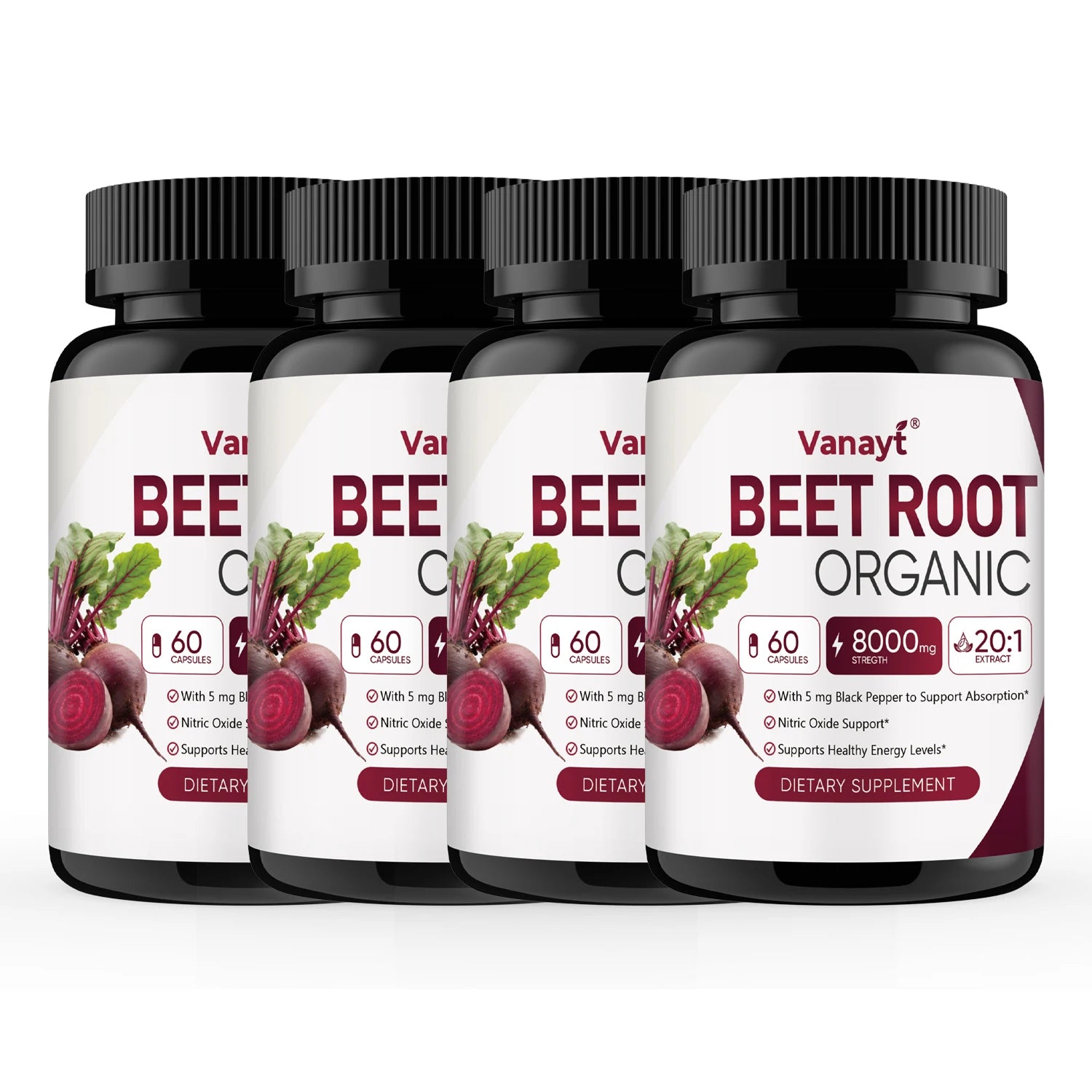 Organic Beetroot Capsules with Black Pepper – Nitric Oxide, Blood Circulation & Blood Pressure Support