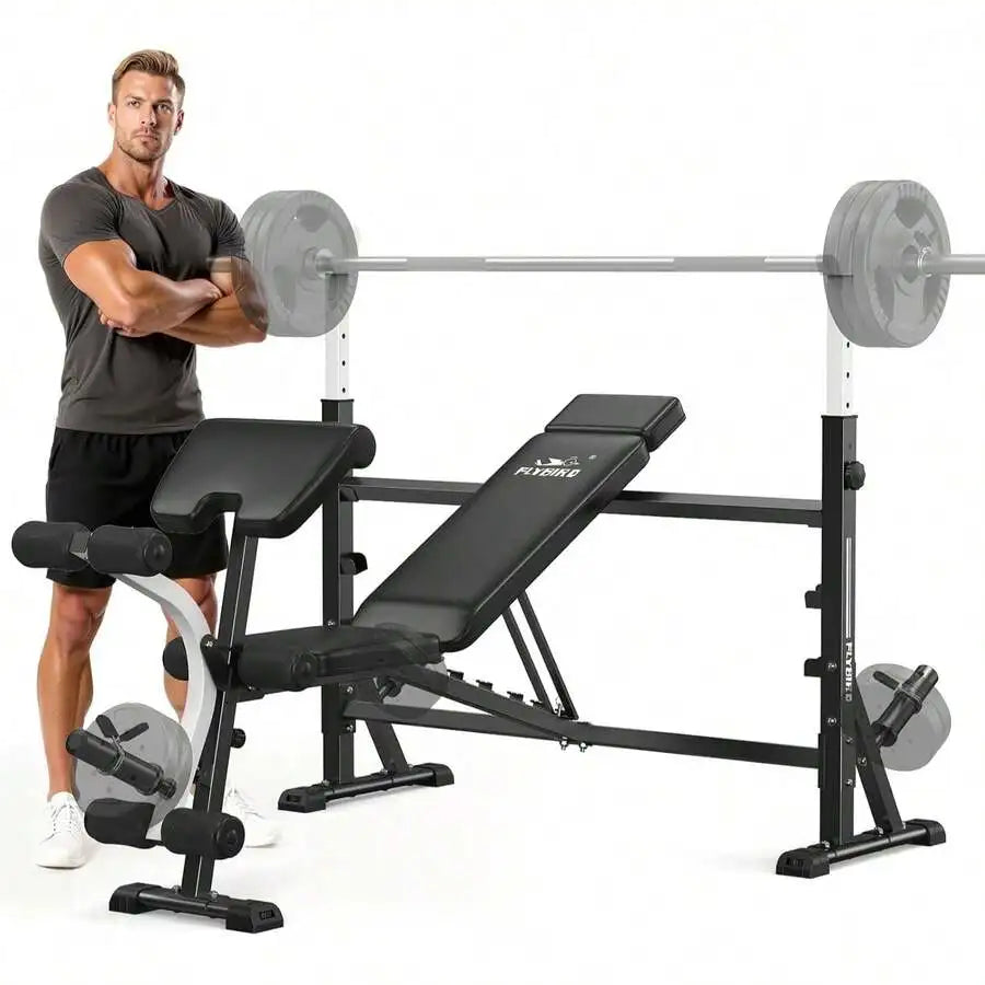 Adjustable Weight Bench with Bench Press Rack, Leg Extension & Curl – Home Gym | Cipher Athletics