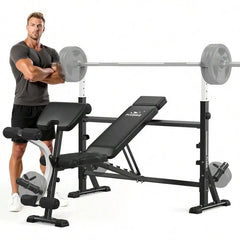 Adjustable Weight Bench with Bench Press Rack, Leg Extension & Curl – Home Gym | Cipher Athletics